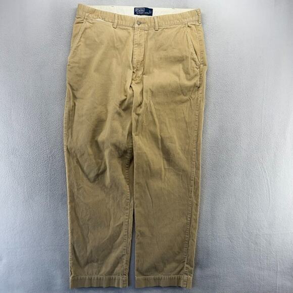 Polo Ralph Lauren Other - Vintage Ralph Lauren pants mens 35x30 Fits 34x30 Tan Corduroy Trousers baggy 90s